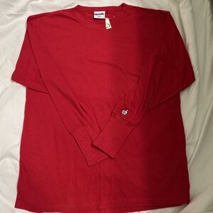 Handcuffs XL T Long Sleeve Red embroidery TShirt Men thumb hole Y2K